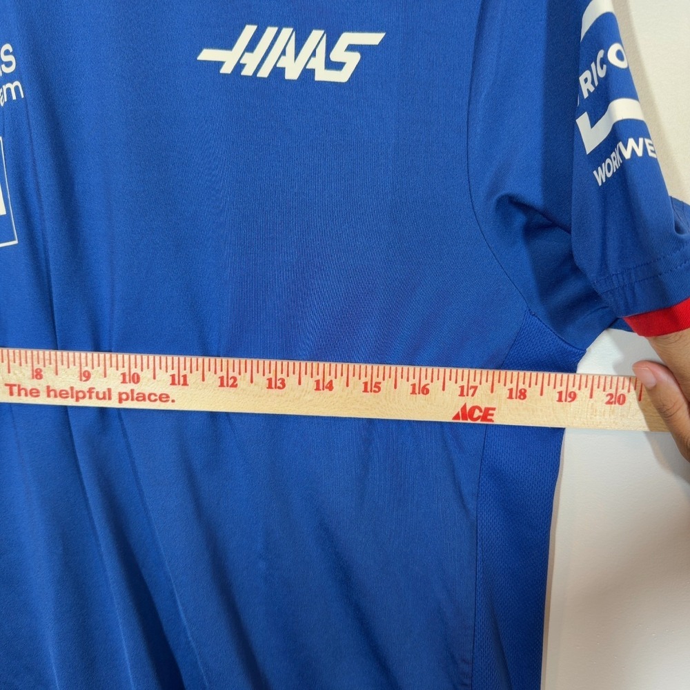 Official Haas F1 Team Performance T-Shirt Blue Tricorp Size Medium Men's - Picture 6 of 7